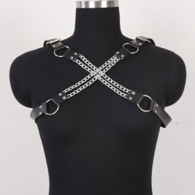 Men's Body Bondage And Discipline Leather Chain Strap