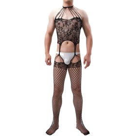 Polyester Ultra-thin High-stretch Men's Pantyhose Fishnet Socks
