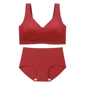 Large Size Seamless And Comfortable Underwear Thin Style (Option: Wine Red-L)