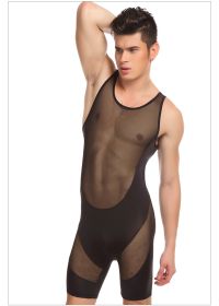 Men's mesh bodysuit (Option: Black-M)