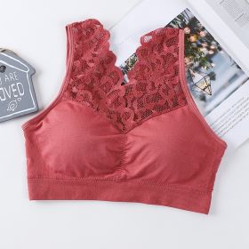 Lace Underwear Wide Shoulder Strap Anti-exposure Plus Size Vest (Option: Watermelon Red-Average Size)