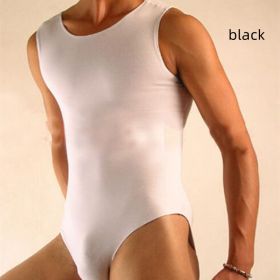 Men's Plus Size Cotton Tank Top Bodysuit (Option: Black-M)