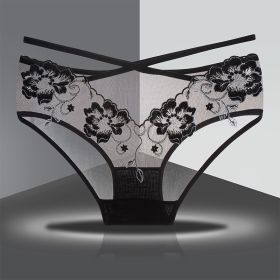 Briefs Women's Lace Underwear Sexy Hip Slimming (Option: Black-L)