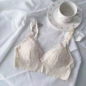 French Style Nude Feel Lace Triangle Cup Underwear Women's Bra (Option: Champagne White-3270AB)