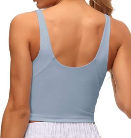 Ladies Multi-color Removable Chest Pad Breathable Shockproof Sports Workout Beauty Back Seamless Underwear (Option: Sky Blue-S)