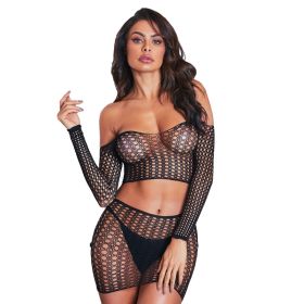 Sexy Mesh Temptation Women's New Funny Sexy Lingerie Suit (Option: Black-Free Size)