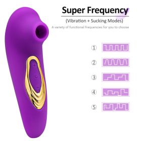 10 sucking and vibration modes; Automatic Women Vibrate Powerful ThrustinG Viberate Adult Toy for Women Pleasure Inch Smooth Bendable Silicone Wand wi (Color: Purple)