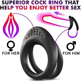 Cock Ring for Men Erection Enhancing Stay Harder Strechy Penis Ring with Triple Penis Rings Personal Cockrings Male Adult Sex Toys for Men Couples Ple (Color: Black)