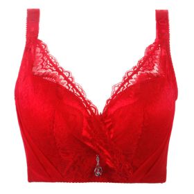 Women's Ultra-thin Underwear, Big Chest, Small, With Steel Ring, Push Up (Option: red-36 80B)