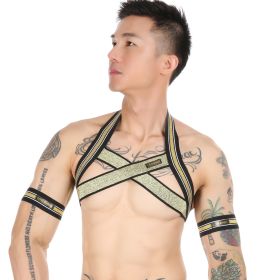 Men's Disco Tight Belly Band Nightclub Halter Chest Strap (Option: Thick Strap 2 Thick Bracelet-Average Size)