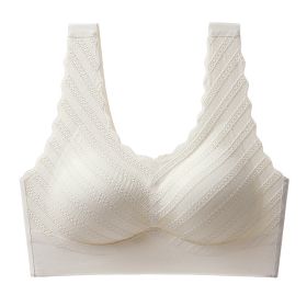 Seamless Back Shaping Bra Women's Small Chest Push Up Summer Thin Lace Bra (Option: White-3XL)