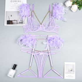 Christma Chains Lace Sexy Lingerie Women Underwear Bra Pa (Option: Purple-M)