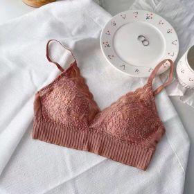 French Style Nude Feel Lace Triangle Cup Underwear Women's Bra (Option: Orange-3885AB)