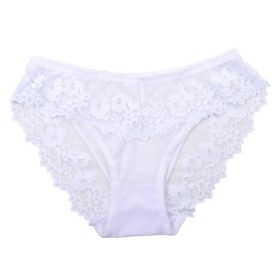 Women's Lace Nylon Underwear Plus Size Breathable And Transparent Mesh (Option: White-XL)